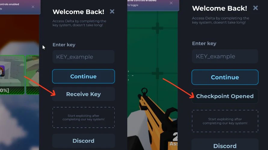 Delta Executor Receive Key button